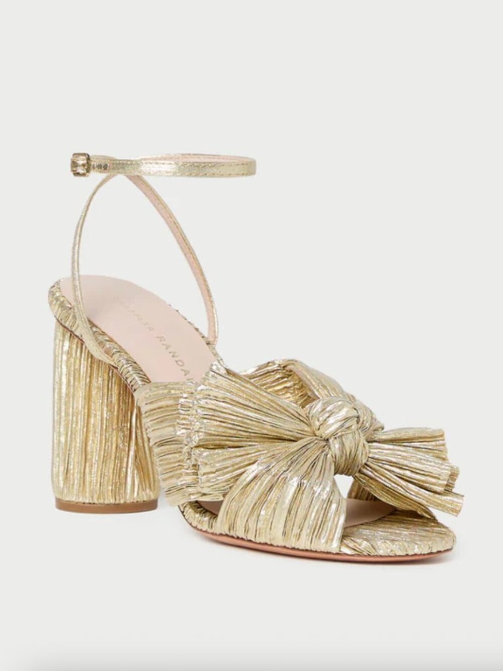 NEW Loeffler Randall size 7 Camellia Gold Pleated Bow Heel